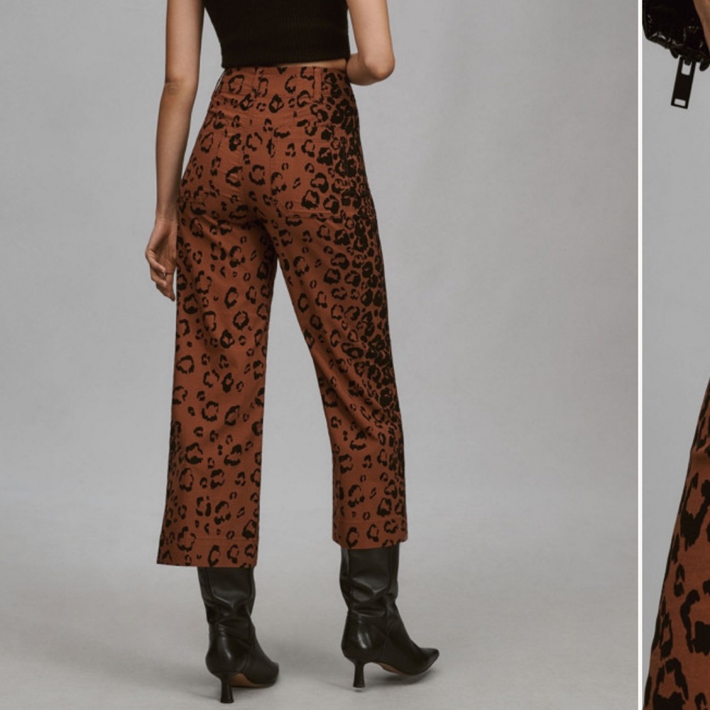 Maeve Brown Leopard Print Cropped Pants - Picture 2 of 7